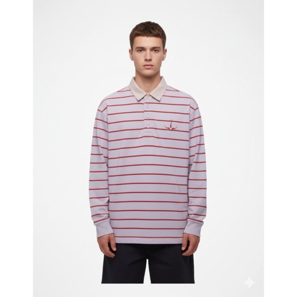 Prana Shirt Mens‎ Small Rockblock Rugby Luminous Striped Long Sleeve Polo